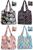 Noilk Reusable Grocery bags, 4 Pack - Lightweight And Compact, Grocery Totes Animal Printed, Machine Washable And Durable, Ideal
