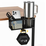 4 in 1 Metal Clip On Cup Holder Attachment for Gaming Desk or Table, Fits up to 40oz Cups, Sturdy and Easy to Clamp, Attachable 