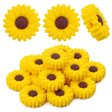 15pcs 19.5 mm Daisy Flower Silicone Beads Soft Silicone Sunflower Shape Loose Spacer Beads for DIY Garland Keychains Lanyard Jew
