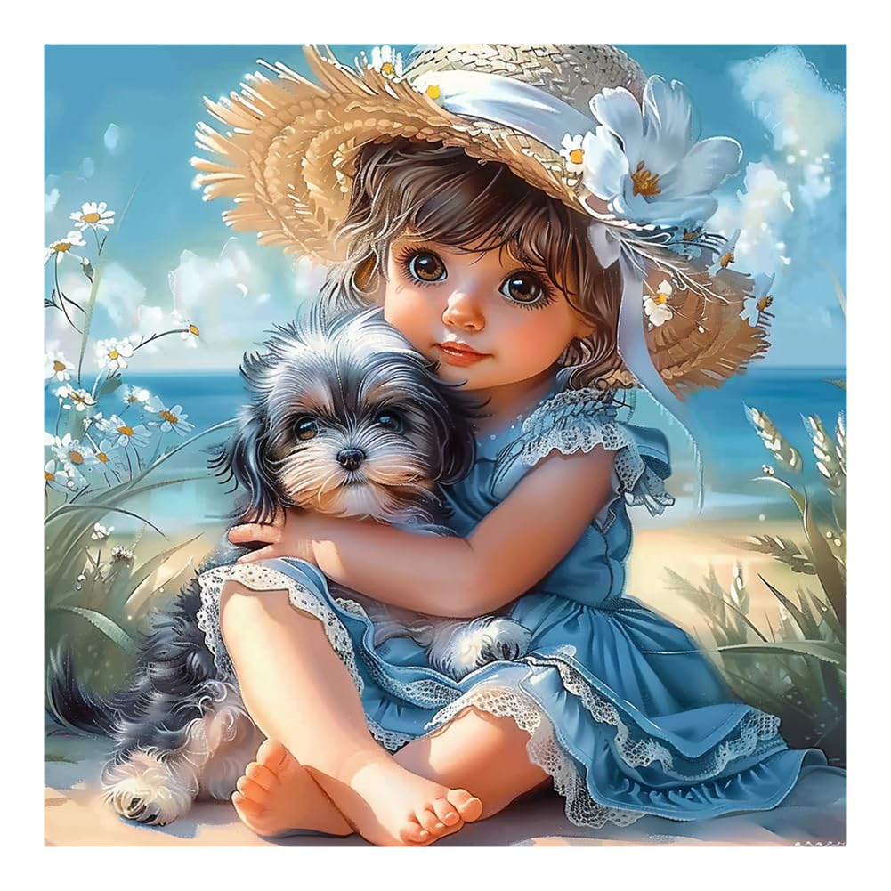 SJUTOUCI Dog Diamond Art Painting Kits for Adults, Diamond Art Kits for Beginners, 5D DIY Full Drill Gem Craft for Home Decor Gi