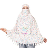 Kavid Pure Cotton Face Scarf For Women And Girls Cotton Long Scarf Cum Mask White Printed Design (White Design B)