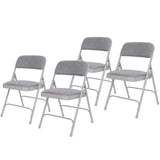 OEF Furnishings Deluxe Fabric Upholstered Folding Chair, Grey - Premium Double Hinge Construction for Superior Durability