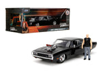 Fast & Furious 1:24 Doms Dodge Charger Diecast Car & 2.75 Dominic Toretto Figure, Toys for Kids and Adults