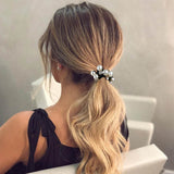Brinie Hair Ties Black Elastic Hair Scrunchies Pearl Hair Bands Crystal Hair Ropes Hair Accessories for Women and Girls (Pack of