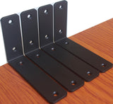 2 Pack - L 8 x H 2 x W1.5, 5mm Thick Black L Shelf Bracket, Iron Shelf Brackets, Metal Shelf Brackets, Floating Shelf, Shelf Sup