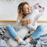 Mewaii Long Cat Plush Kids Body Pillow, 36 Inch Cute Gray Cat Stuffed Animals Soft Plushies, Kitten Kawaii Plush Throw Pillow Do