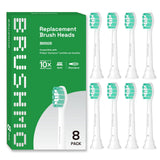 Brushmo Replacement Toothbrush Heads Compatible with Philips Sonicare Electric Toothbrush, White, 8 Pack