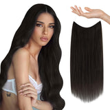 Sunny Wire Hair Extensions Human Hair invisible wire hair extensions Darkest Brown #2 24 Inch