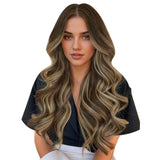 Full Shine Human Hair Tape in Extensions Color 4/24/4 Medium Brown to Blonde and Medium Brown 18INCH Balayage Tape Extensions Hu