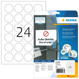 HERMA 5066 Self Adhesive Removable Round Labels, 24 Labels per A4 Sheet, 25 Sheets, 40 mm, 600 Labels, Blank Multipurpose Label