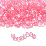 LAIDANLA 1500PCS Acrylic Letter Beads Alphabet White Letters Pink Transparent Round Bead 7 4mm for Jewelry Bracelets Necklaces 