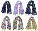 Fusfus WomenS Printed Chiffon Scarves And Stoles, Free Size(Multicolour, Fs881) Pack Of 6 (Multicolor3)