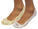 Pinkit WomenS 2 Pairs Cotton No Show SocksWhite, Beige