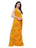 Satrani Womens Floral Printed Georgette Saree With Blouse Piece (1955St349_Yellow)