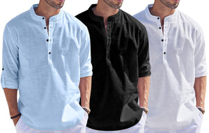 Bellstone Men'S Solid Regular Fit Dress Shirt (1500_3Combo_Sky-Black-White_Xl