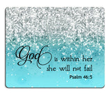 Smooffly Psalm 46:5 God is Within Her,She Will not Fall- Bible Verse Blue Sparkles Glitter Pattern Mouse pad Mousepads