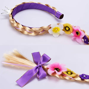 Cmiko Princess Rapunzel Wig 22 Inch Long Hair Headbands Costume Accessories with Tiara Flowers Garland for Girls Dress Up Birthd
