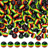 SOFPLATE 200Pcs Rasta Beads African Jewelry Beads Ghana Jamaica Reggae Stripe 10mm Colorful Black Red Green Yellow Resin Round S