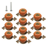 HUAMULAN 10 Pack Retro Ceramic Knobs Vintage Dresser Leopard Kitchen Petal Cabinet Pulls Rustic Zinc Alloy Base Backplate Cupboa