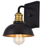 Elegant Lighting Ld8004W7 Anders Single Light 8-5/16 Tall Wall Sconce With Meta, Black/Brass
