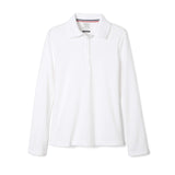 French Toast Girls Toddler Uniform Long Sleeve Polo with Picot Collar (Standard & Plus), White, 4T