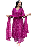 Anni Designer Women'S Rayon Viscose Printed Anarkali Kurta With Palazzo & Dupatta (Dipa Rani_Xl_Pink_X-Large),Pink,XL