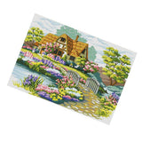 The Style Sutra Cross Stitch Stamped Kit Garden Cottage Pattern Embroidery Needlepoint Craft | Needlecrafts Yarn | Embroidery Cr