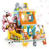 QLT QIAOLETONG Cute Cat House Toy Building Set for Girls 6-12, Compatible with Lego Friends, 521 PCS Friendship House Building B