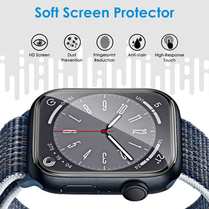 UniqueMe 8 Pack for Apple Watch Screen Protector 45mm, Apple Watch Series 9/8/7 Screen Protector [Upgrade Flexible Film] Anti-Sc