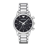 Emporio Armani Analog Black Dial Men'S Watch-Ar1853 Stainless Steel, Silver Strap