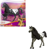 Mattel Spirit Untamed Herd Horse (Approx. 8-in), Moving Head, Black Pinto with Long Black Mane & Playful Stance, Great Gift for 