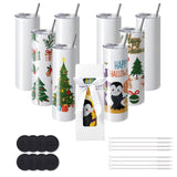 VEVOR 8 Pack 30 Oz Sublimation Tumblers, Skinny Straight Stainless Steel Blanks Cups, Stainless Steel Double Wall Tumbler for He