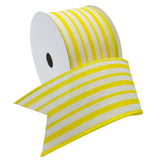 Morex Ribbon Wired Linen Spring Cabana Stripes Ribbon, 2.5 inches by 10 Yards, Yellow, 7579.60/10-605