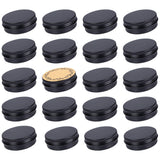 2 oz / 60ml Screw Top Aluminum Tin Jar with Screw Lid and Blank Labels - Pack of 23 (Black)