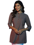 Libas Women'S Cotton Blend Solid Straight Kurti (58188_Grey