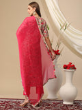 Gosriki Women'S Cotton Blend Printed Straight Kurta With Pant & Dupatta (Dra Pink-Gs_Xl_Pink_X-Large),Pink,,B0D17XK3XV