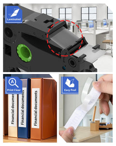 Oozmas TZe-241 18mm Label Tape Replacement for Brother Label Maker Tape 18mm 0.7 Inch Tz Laminated White TZe241 P-Touch Black on
