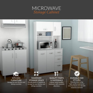 Inval America 4 Door Microwave Storage Cabinet, 1535 X 3504 X 6614, White