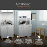 Inval America 4 Door Microwave Storage Cabinet, 1535 X 3504 X 6614, White