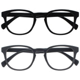 OPULIZE POP Reading Glasses for Women Men,Scratch Resistant Round Matt Frame with Spring Hinges, Black, Grey +2.50 (Pack of 2)