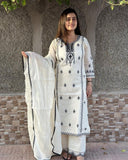 Gosriki Women'S Rayon Blend Straight Embroidered Kurta With Pant & Dupatta (Devanagri White-Gs_5Xl_White_Xxxxx-Large),White,5,B0DD76MZDD