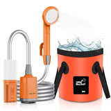 Cosy Life Portable Shower for Camping, Rechargeable Camping Shower Pump with 5 Gallons Collapsible Bucket & LED Light, Electric 