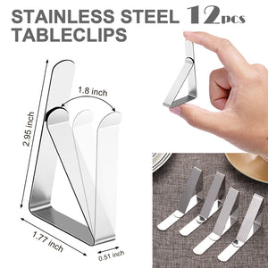 12 Pack Tablecloth Clips- Picnic Table Cloth Clips- Stainless Steel Table Cloth Cover Clamps- Table Clips for Restaurant Picnics