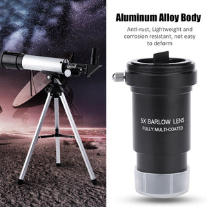 1.25 Inch Barlow Lens,5X Magnification Aluminum Alloy Multi-Coated Optical Barlow Lens with M42 x 0.75mm Thread,for 31.7mm Astro