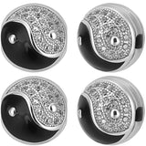 Beebeecraft 4Pcs Yin Yang Beads Platinum Plated Enamels Tai Chi Round 11mm Cubic Zirconia Beads Yin and Yang Charms with Clear a