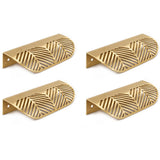 RZDEAL Solid Brass Cabinet Handles Brushed Gold Leaf Knobs and Pulls for Dresser Drawer Handles Edge Pulls,4-5/8(117mm) Overall 