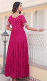 Wedani Georgette Embroidery Zari Sequins-Work Anarkali Kurta Set For Women (In Alpha M Regular Pink),PINK,M,Georgette,anarkali,