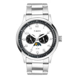 Timex Analog Watch For Man With White Round Dial & Silver Stainless Steel Bracelet Band Water Resistant Men'S Wrist Watches - Tw