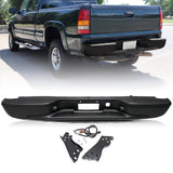 Aosky Black Rear Step Bumper Assembly for 1999-2006 Chevy Chevrolet Silverado 1500 & GMC Sierra 1500 2500 w/o Sensor Hole Back B
