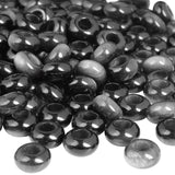 TUMBEELLUWA Natural Gemstone Beads for Jewelry Making, Rondelle Large Hole Loose Beads Pack of 15,Silver Sheen Obsidian(8x14mm)